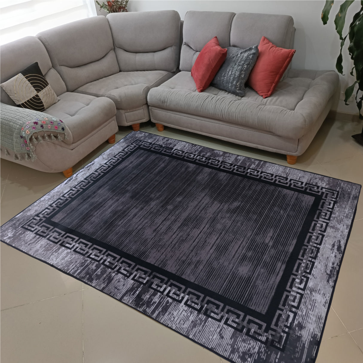 Tapete de Sala Figuras Gris 200x150cm Clásico Rectangular Suave - TAPETES Y ALFOMBRAS | Bylmo