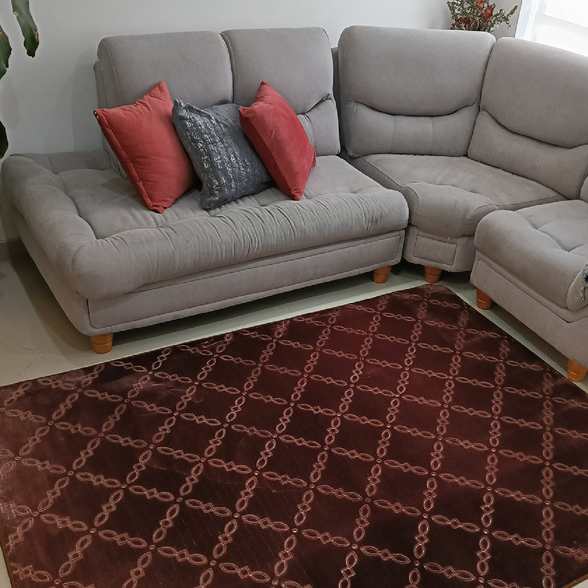 Tapete de Sala Rombos Cafe 200x150cm Clásico Rectangular Suave - TAPETES Y ALFOMBRAS | Bylmo