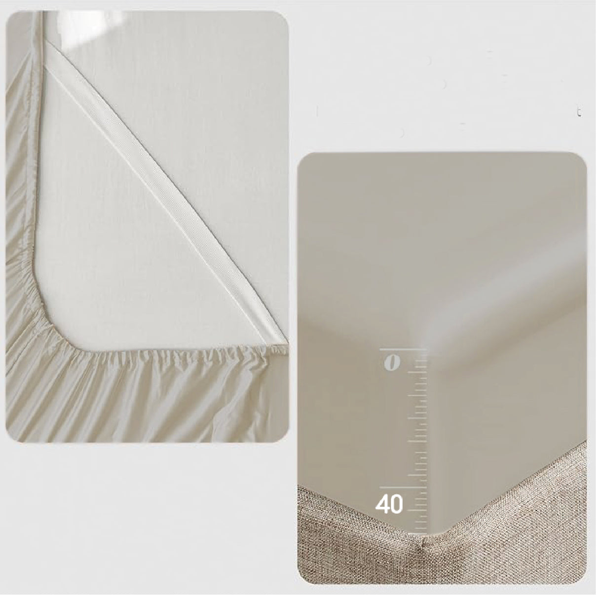 Juego de Sabanas de Satín Beige 140x190cm 300 Hilos con Dos Sábanas y Dos Fundas de Almohada - SABANAS | Bylmo