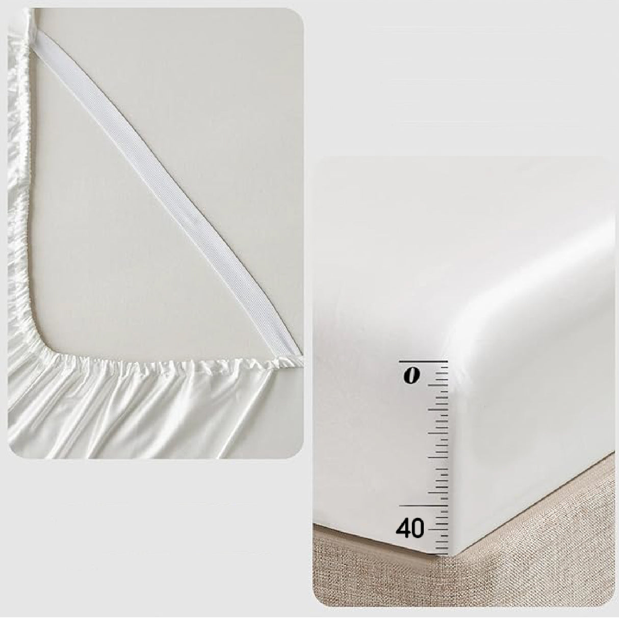 Juego de Sabanas de Satín Blanco 140x190cm 300 Hilos con Dos Sábanas y Dos Fundas de Almohada - SABANAS | Bylmo