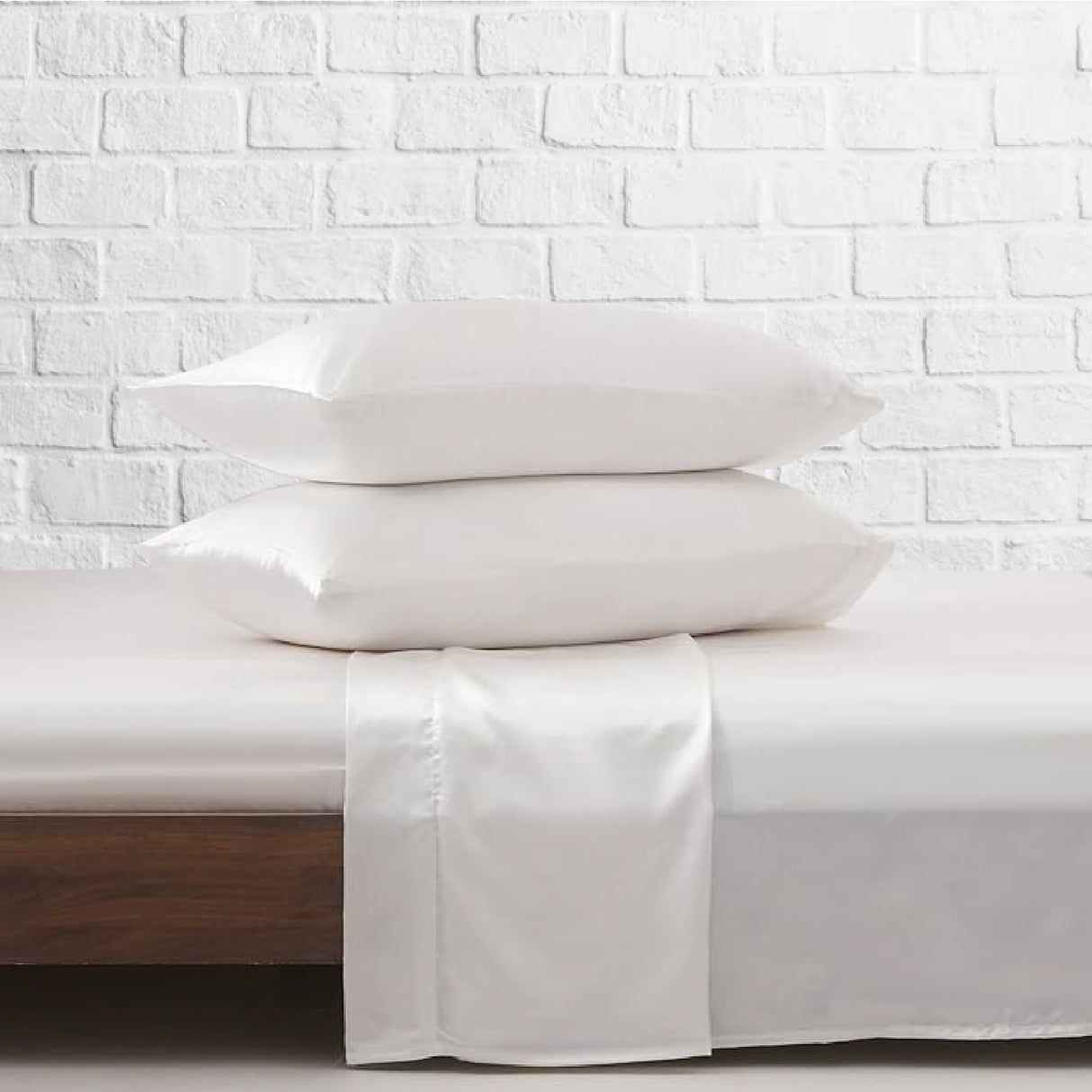 Juego de Sabanas de Satín Blanco 160x190cm 300 Hilos con Dos Sábanas y Dos Fundas de Almohada - SABANAS | Bylmo