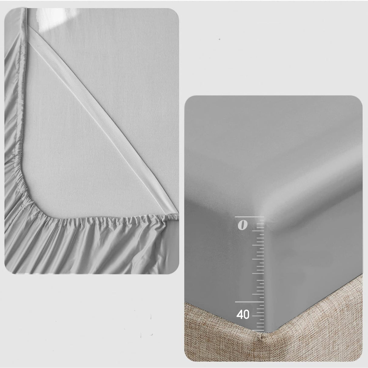 Juego de Sabanas de Satín Gris Oscuro 140x190cm 300 Hilos con Dos Sábanas y Dos Fundas de Almohada - SABANAS | Bylmo