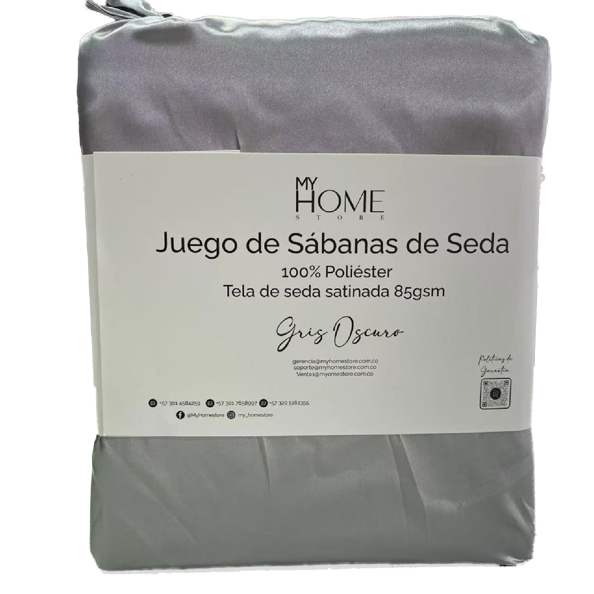 Juego de Sabanas de Satín Gris Oscuro 160x190cm 300 Hilos con Dos Sábanas y Dos Fundas de Almohada - SABANAS | Bylmo