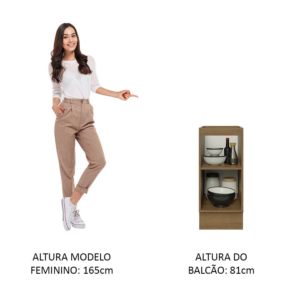 Mueble Inferior de Cocina Glamy Marron 35x81cm sin Mesón y sin Pozuelo - MUEBLES INFERIORES DE COCINA | Bylmo