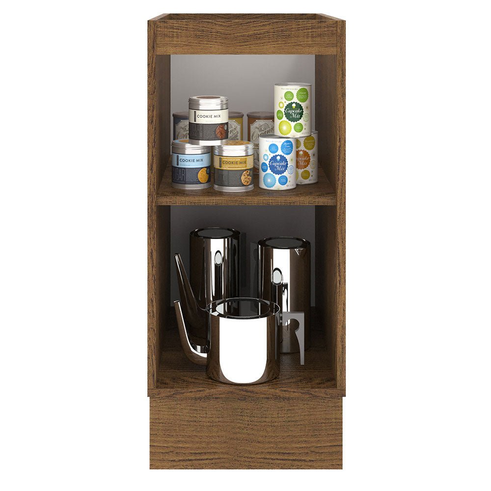 Mueble Inferior de Cocina Agata Marron y Blanco 35x81cm sin Mesón y sin Pozuelo - MUEBLES INFERIORES DE COCINA | Bylmo