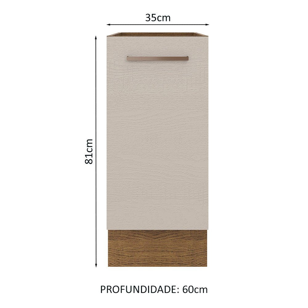 Mueble Inferior de Cocina Agata Marron y Crema 35x81cm sin Mesón y sin Pozuelo - MUEBLES INFERIORES DE COCINA | Bylmo