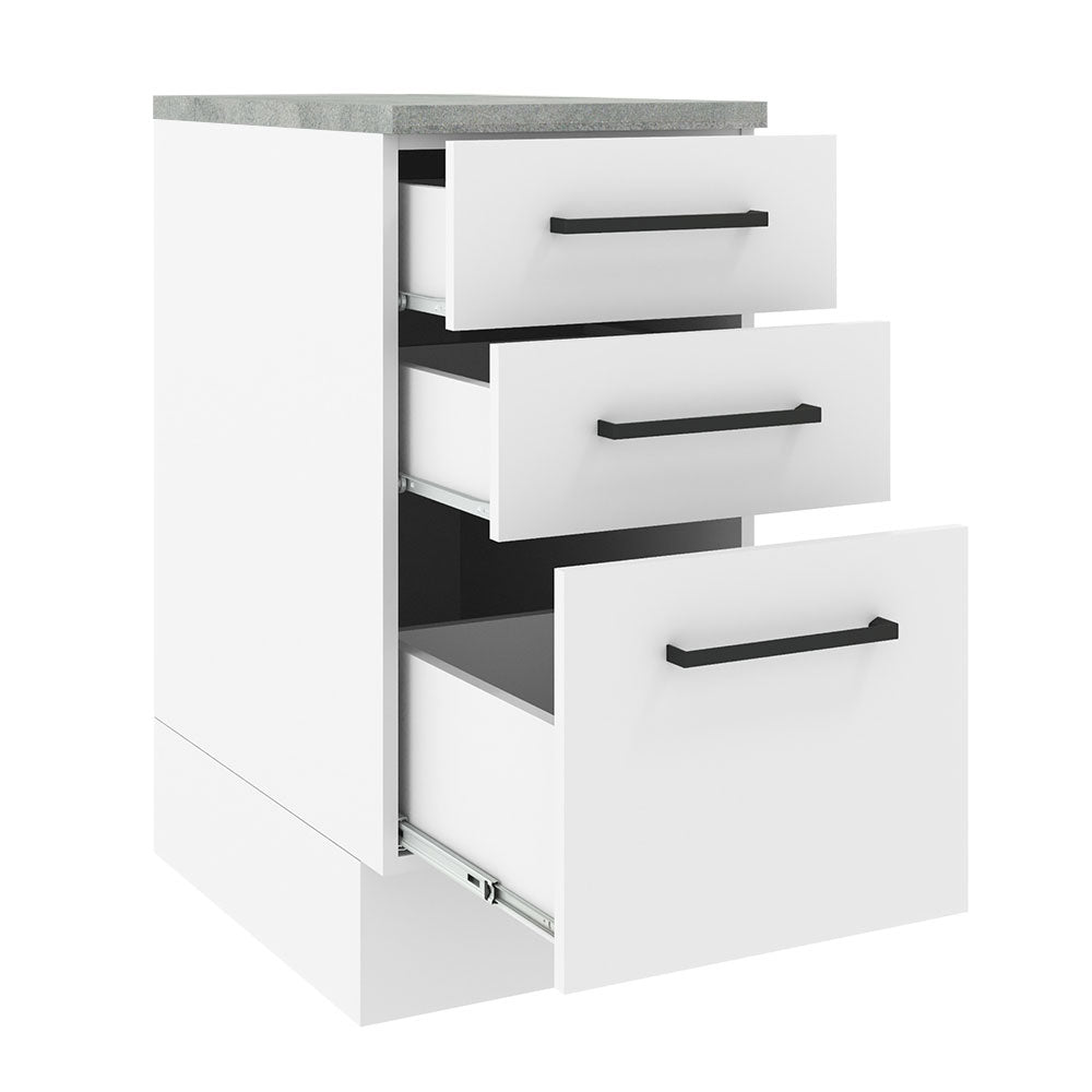 Mueble Inferior de Cocina Agata Blanco 40x84cm con Meson de Madera y sin Pozuelo - MUEBLES INFERIORES DE COCINA | Bylmo