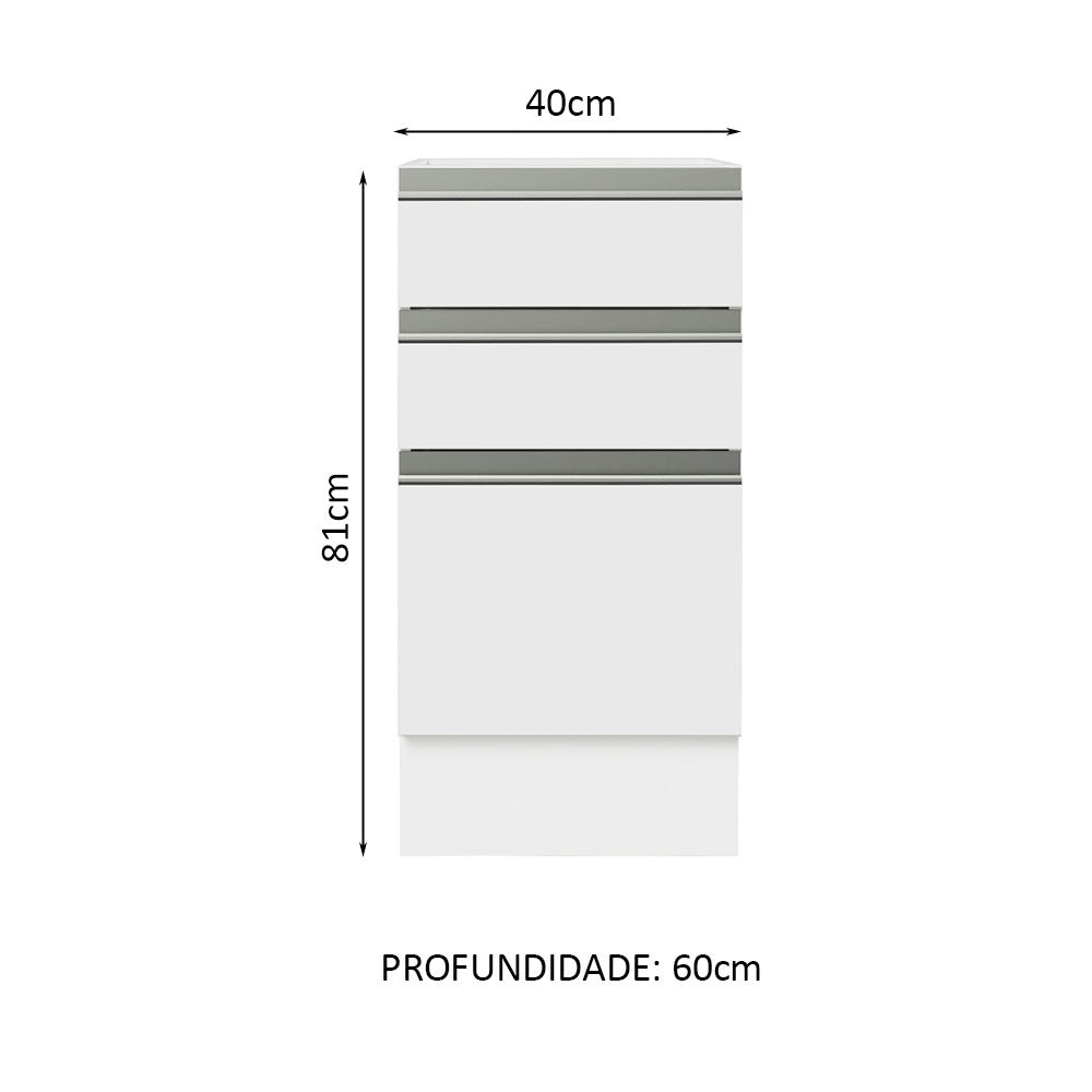 Mueble Inferior de Cocina Glamy Blanco 40x81cm sin Mesón y sin Pozuelo - MUEBLES INFERIORES DE COCINA | Bylmo