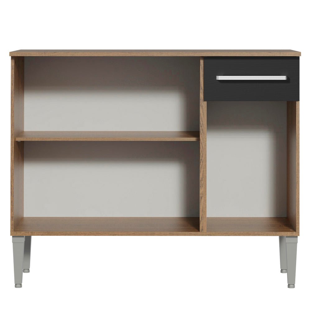 Mueble Inferior de Cocina Emily Marron y Negro 105x88cm con Meson de Madera y sin Pozuelo - MUEBLES INFERIORES DE COCINA | Bylmo