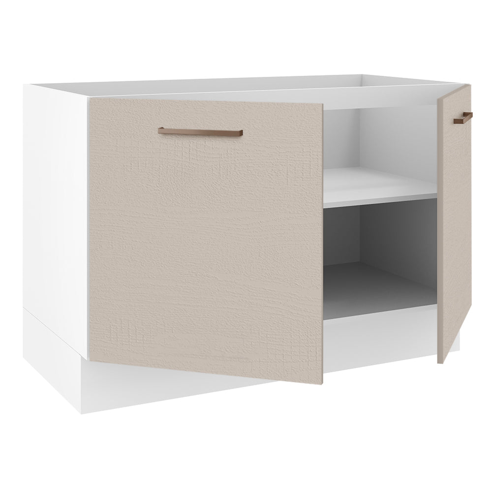 Mueble Inferior de Cocina Agata Blanco y Crema 120x81cm sin Mesón y sin Pozuelo - MUEBLES INFERIORES DE COCINA | Bylmo