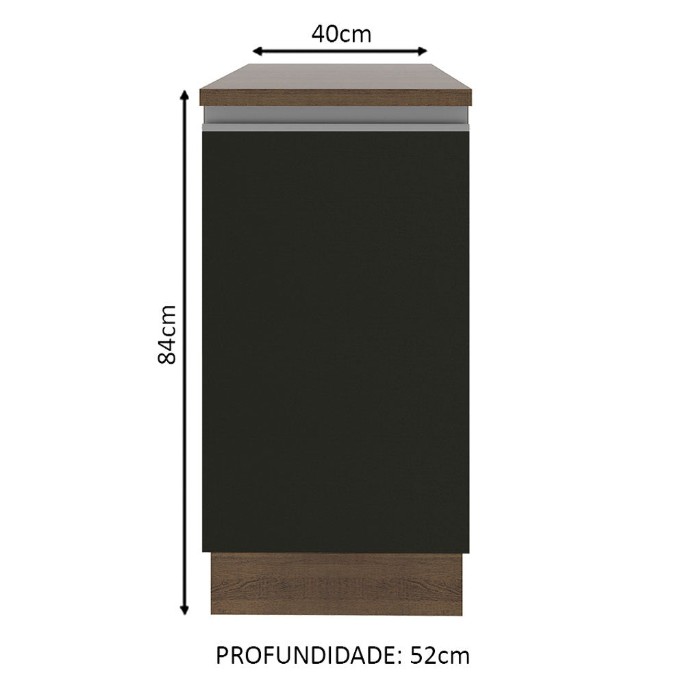 Mueble Inferior de Cocina Glamy Marron y Negro 40x84cm sin Mesón y sin Pozuelo - MUEBLES INFERIORES DE COCINA | Bylmo