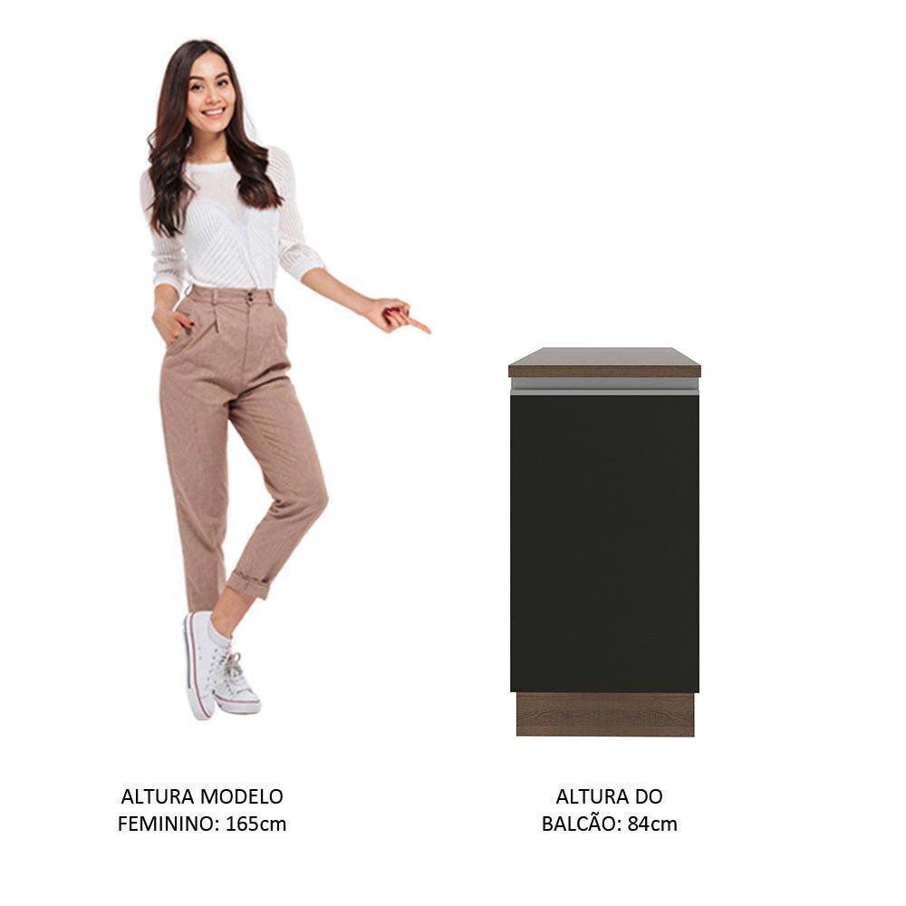 Mueble Inferior de Cocina Glamy Marron y Negro 40x84cm sin Mesón y sin Pozuelo - MUEBLES INFERIORES DE COCINA | Bylmo