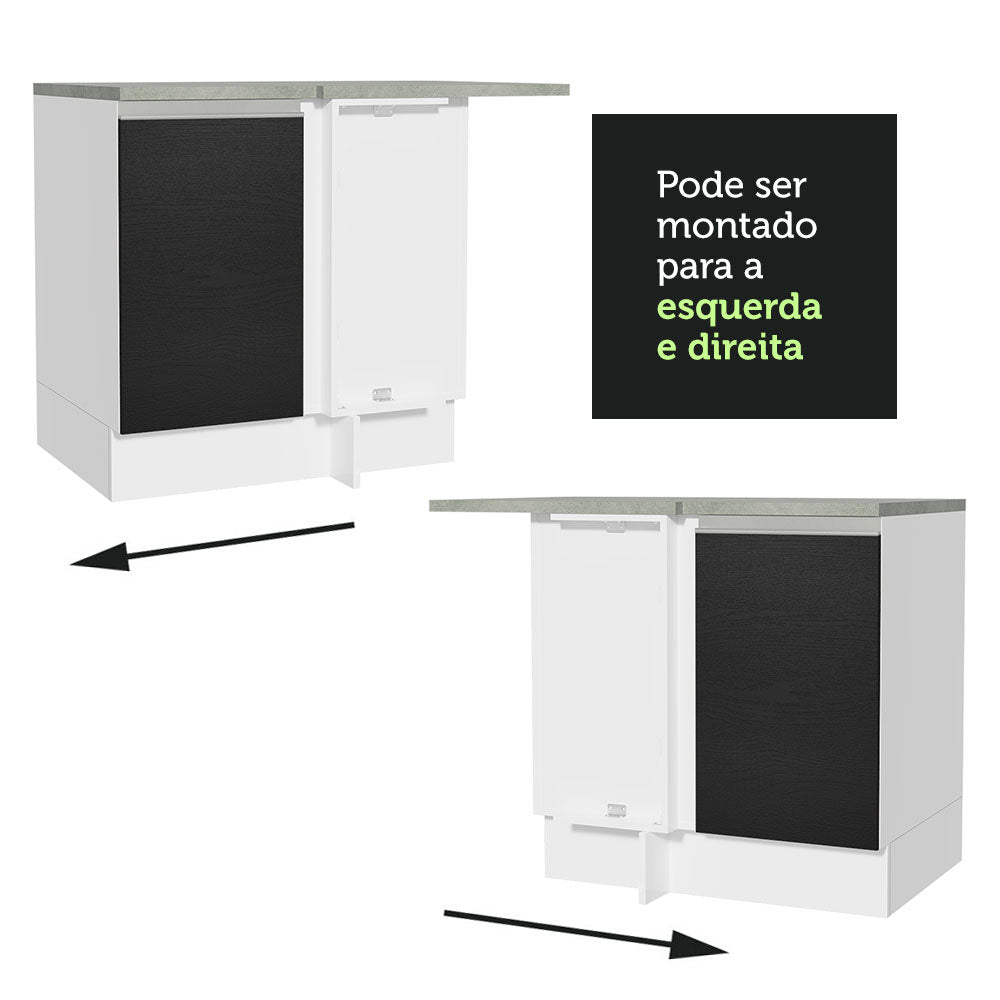 Mueble Inferior de Cocina Glamy Blanco y Negro 94x84cm sin Mesón y sin Pozuelo - MUEBLES INFERIORES DE COCINA | Bylmo