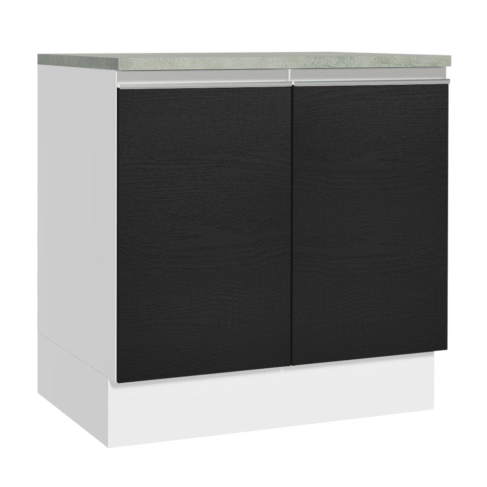 Mueble Inferior de Cocina Glamy Blanco y Negro 80x84cm sin Mesón y sin Pozuelo - MUEBLES INFERIORES DE COCINA | Bylmo