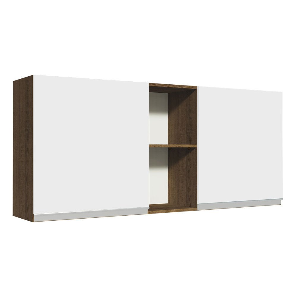 Mueble Superior de Cocina Glamy Marron y Blanco 150x66cm con Seis Entrepaños y con Dos Puertas - MUEBLES SUPERIORES DE COCINA | Bylmo