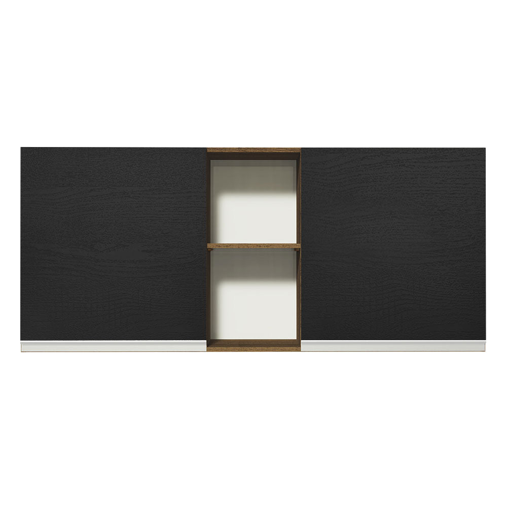 Mueble Superior de Cocina Glamy Marron y Negro 150x66cm con Seis Entrepaños y con Dos Puertas - MUEBLES SUPERIORES DE COCINA | Bylmo