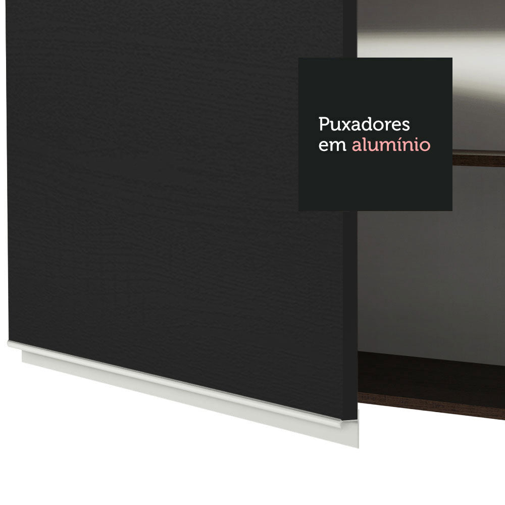 Mueble Superior de Cocina Glamy Marron y Negro 150x66cm con Seis Entrepaños y con Dos Puertas - MUEBLES SUPERIORES DE COCINA | Bylmo