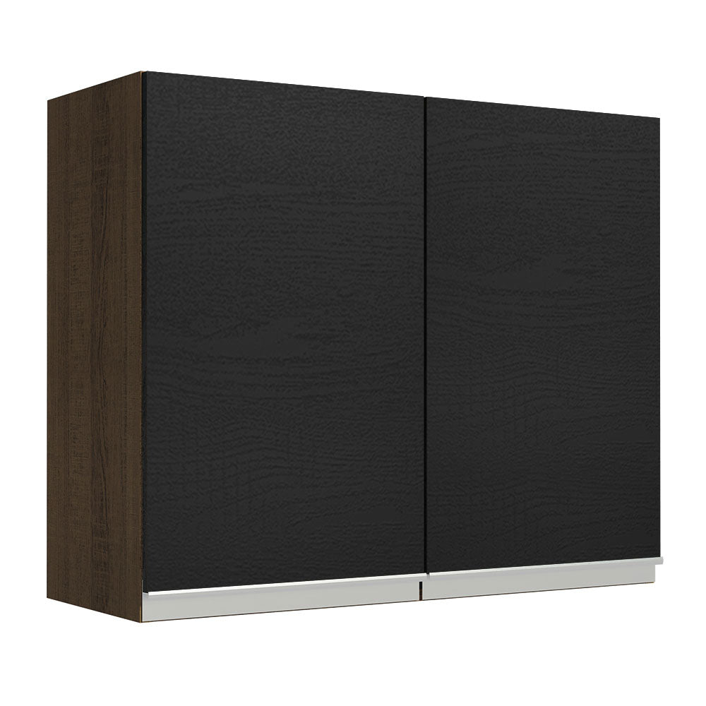 Mueble Superior de Cocina Glamy Marron y Negro 80x66cm con Dos Entrepaños y con Dos Puertas - MUEBLES SUPERIORES DE COCINA | Bylmo