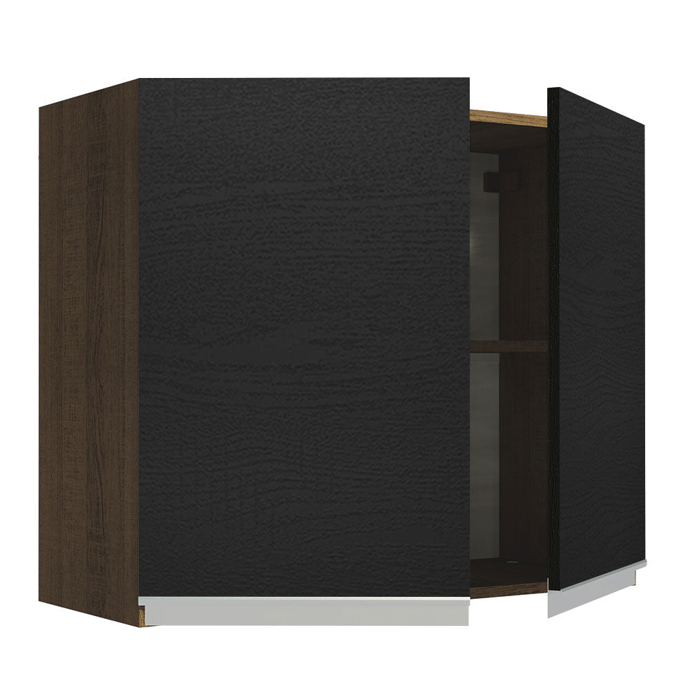 Mueble Superior de Cocina Glamy Marron y Negro 80x66cm con Dos Entrepaños y con Dos Puertas - MUEBLES SUPERIORES DE COCINA | Bylmo