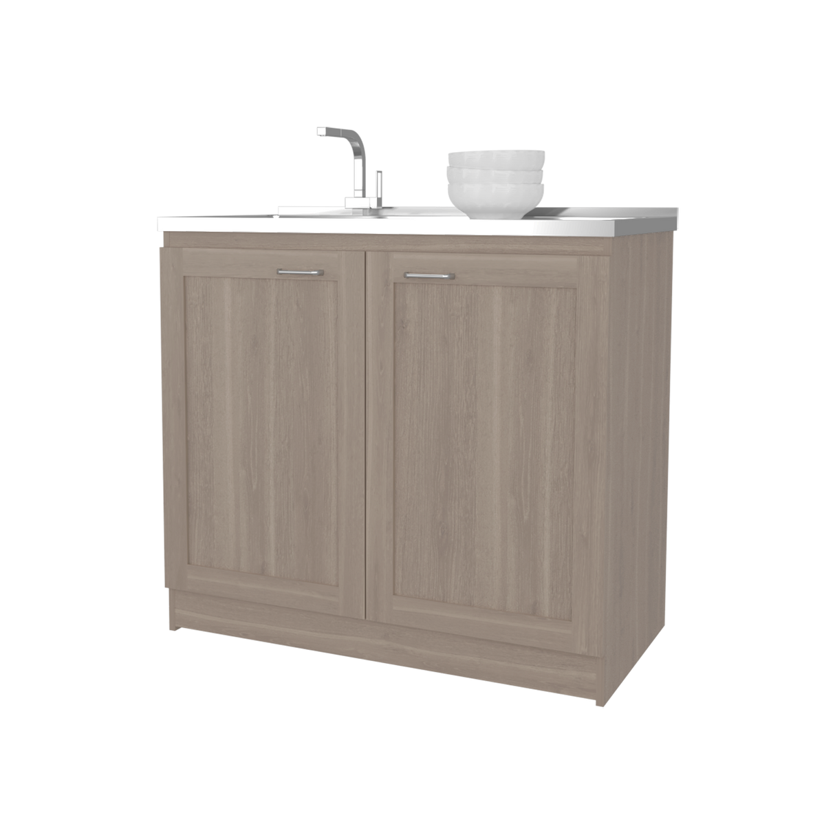 Mueble Inferior de Cocina Zurich Bardolino 98.5x52.5cm con Mesón de Acero Inoxidable y con Pozuelo para Lado Izquierdo - MUEBLES INFERIORES DE COCINA | Bylmo