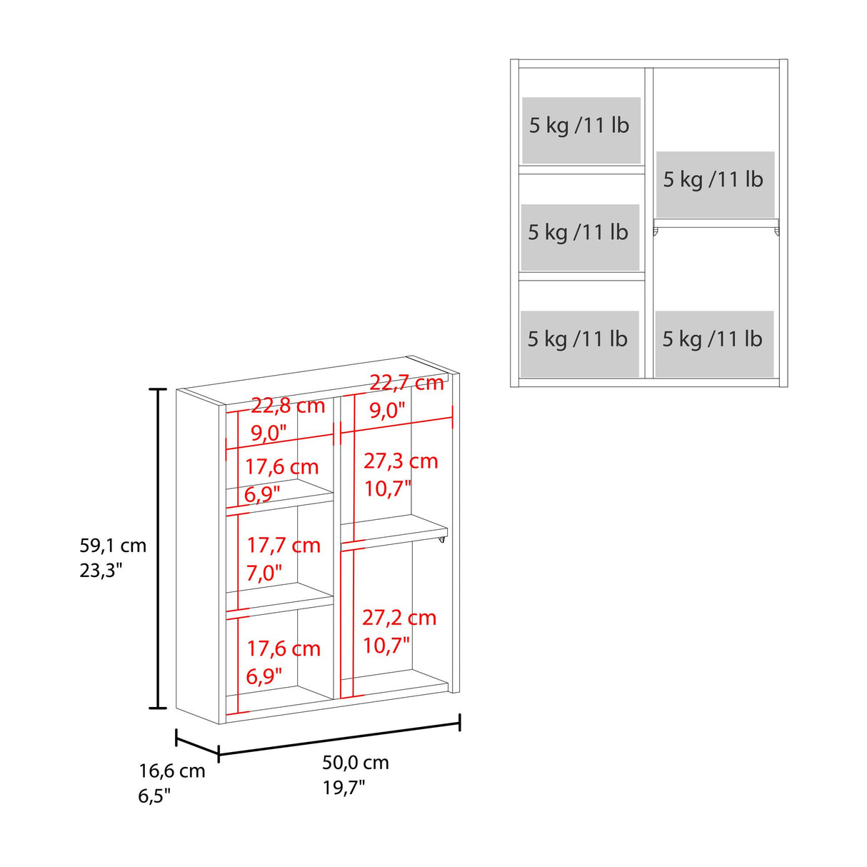 Gabinete de Baño Quintana Blanco 50x59.1cm con Espejo y con Cinco Entrepaños - GABINETES DE BANHO | Bylmo
