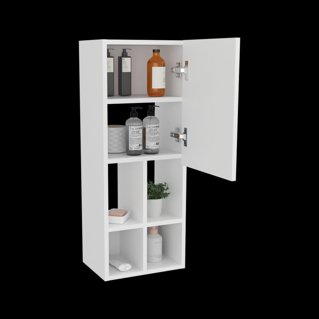 Gabinete de Baño Niwot Blanco 31x80.1cm sin Espejo y con Seis Entrepaños - GABINETES DE BANHO | Bylmo