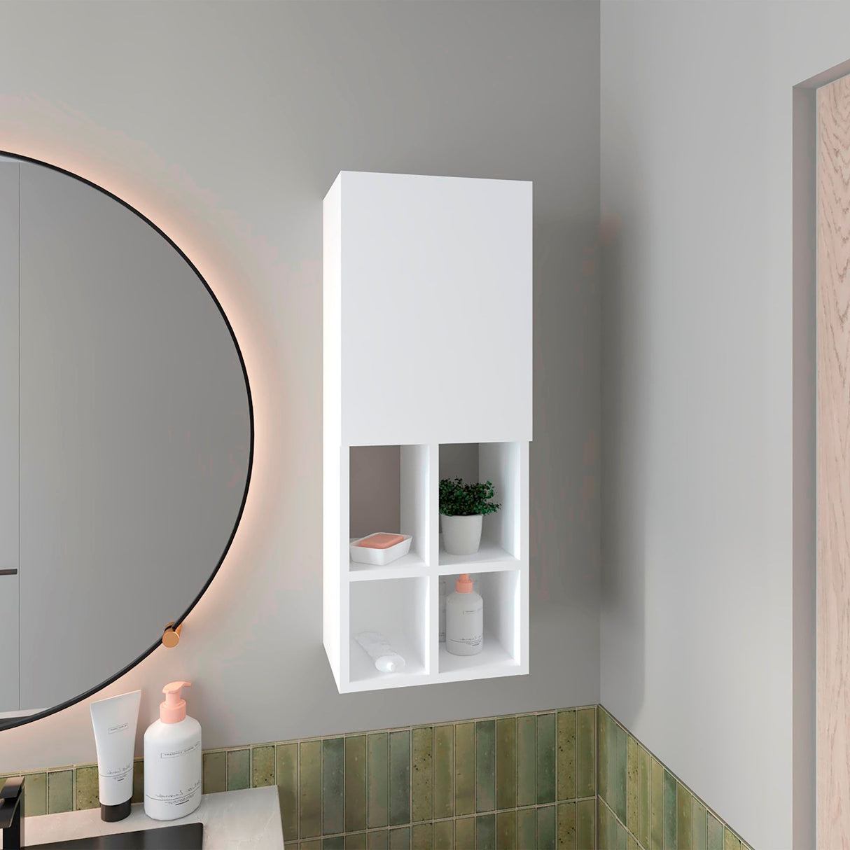 Gabinete de Baño Niwot Blanco 31x80.1cm sin Espejo y con Seis Entrepaños - GABINETES DE BANHO | Bylmo