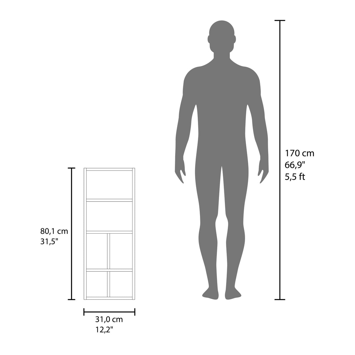 Gabinete de Baño Niwot Blanco 31x80.1cm sin Espejo y con Seis Entrepaños - GABINETES DE BANHO | Bylmo