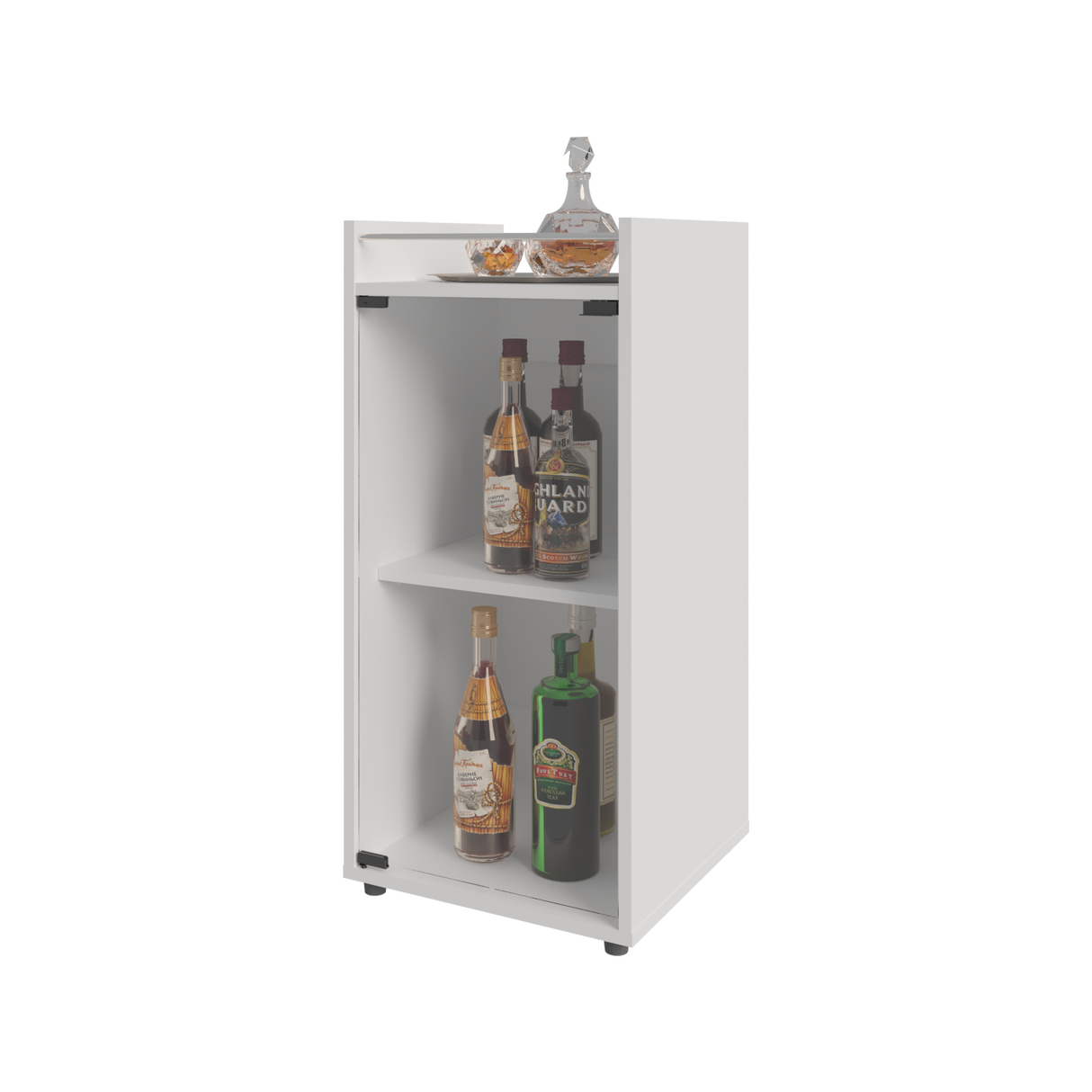 Mini Bar Theba Blanco 38.1x81.3cm sin Cajones y con Tres Comparrtimientos - BARES | Bylmo