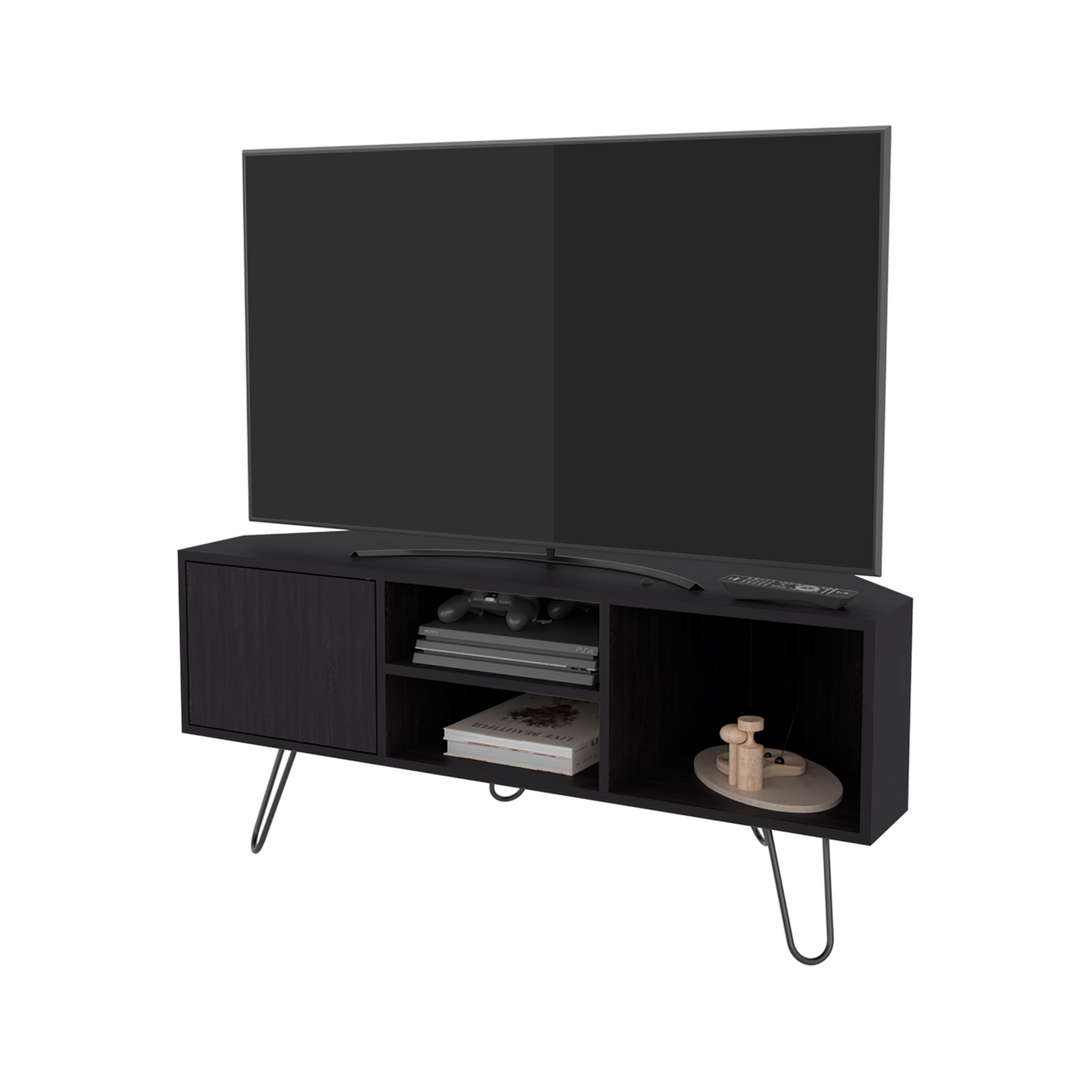 Rack de TV Lancaster Wengue 115x50cm Pata TV Hasta 50 Pulgadas con Cuatro Compartimientos - MUEBLES DE TV | Bylmo