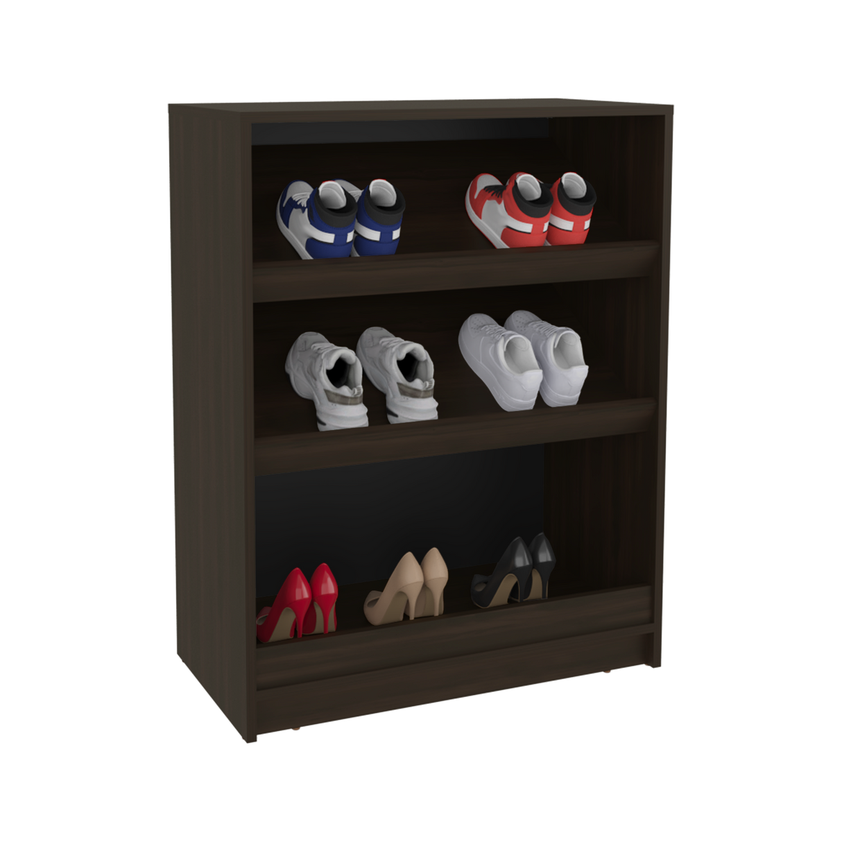 Zapatero Toby Nogal 70x90.6cm de Tres Niveles Para Doce Pares - ZAPATEROS | Bylmo