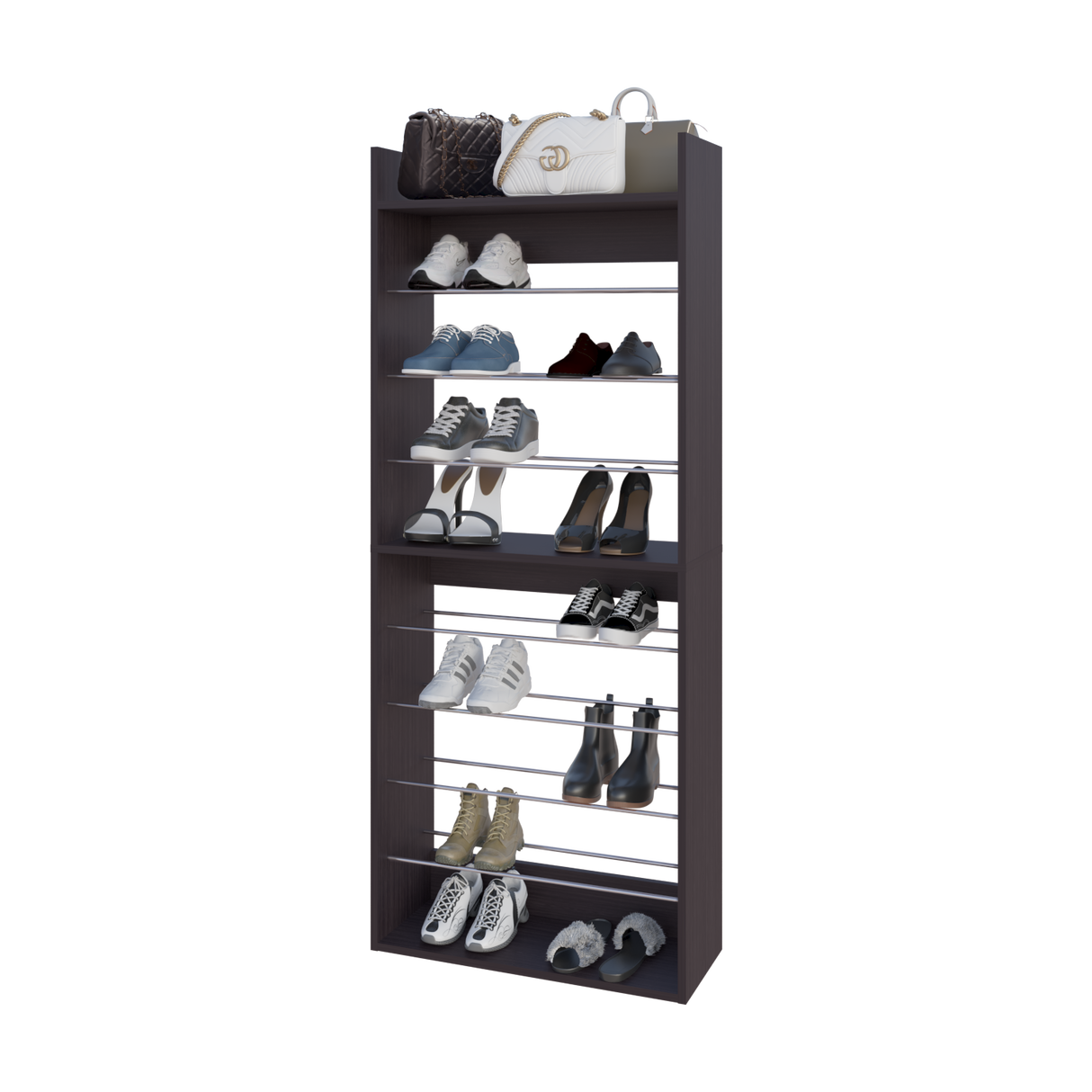 Zapatero Ronald Wengue 63x165.6cm de Nueve Niveles Para Veintisiete Pares - ZAPATEROS | Bylmo