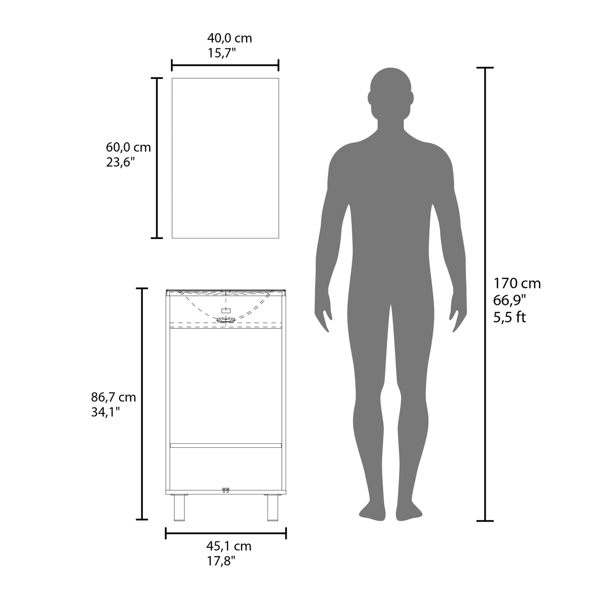 Set Mueble para Lavamanos con Espejo Brady Blanco 45x84.4cm Individual con Lavamanos - MUEBLES PARA LAVAMANOS | Bylmo