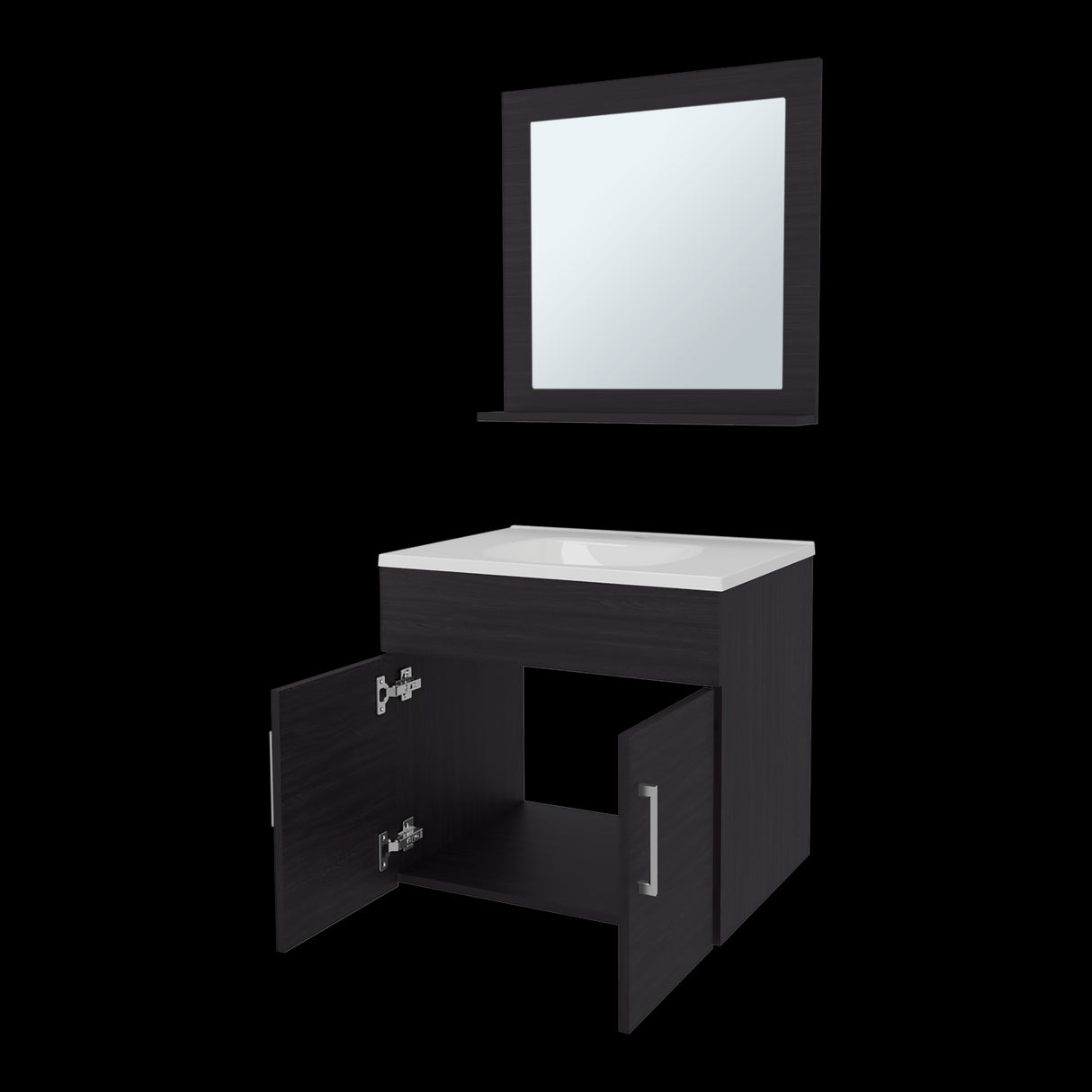 Set Mueble para Lavamanos con Espejo Flotante Blake Wengue 61.3x53.3cm Individual con Lavamanos - MUEBLES PARA LAVAMANOS | Bylmo