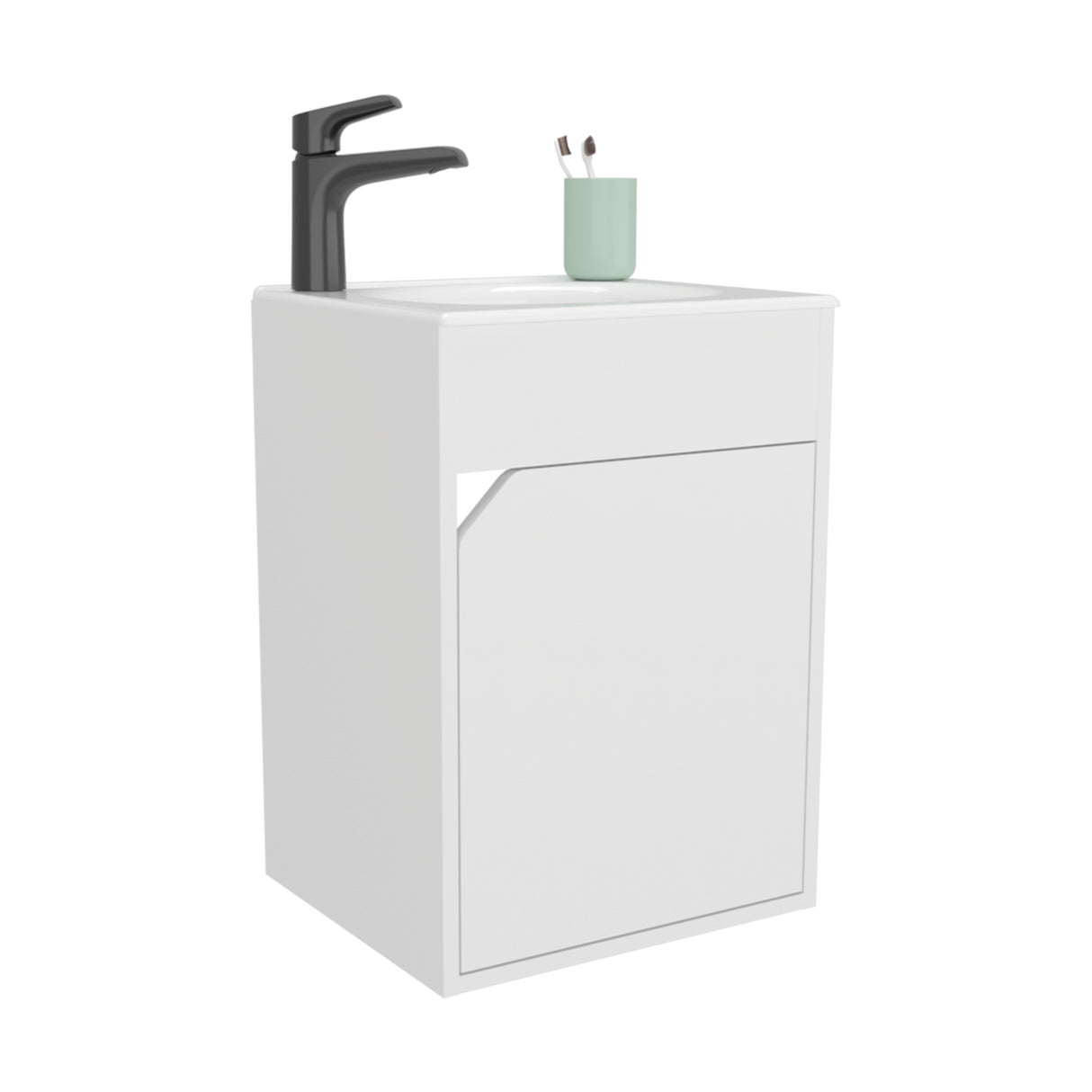 Mueble para Lavamanos Bethel Blanco 39.4x55cm Individual Flotante con Lavamanos Integrado y sin Cajones - MUEBLES PARA LAVAMANOS | Bylmo