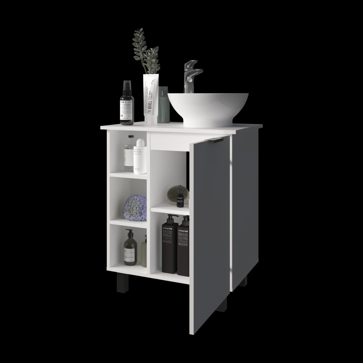 Mueble para Lavamanos Alegra Blanco 62x88.4cm Individual con Lavamanos Vessel y sin Cajones - MUEBLES PARA LAVAMANOS | Bylmo