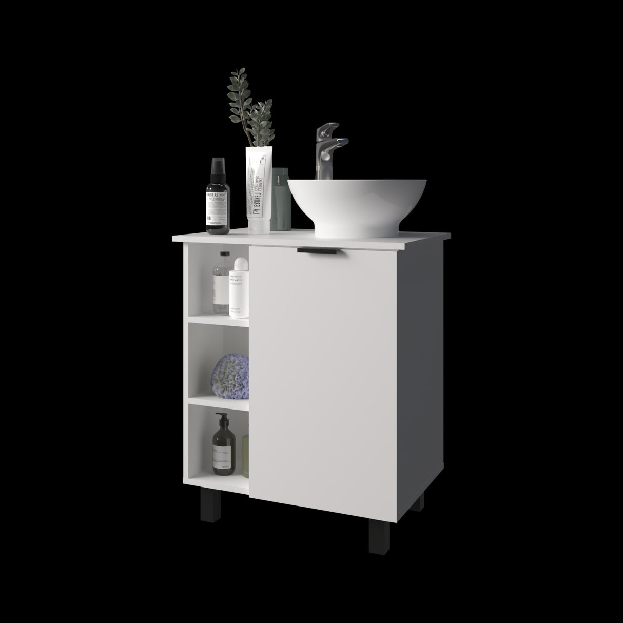 Mueble para Lavamanos Alegra Blanco 62x88.4cm Individual con Lavamanos Vessel y sin Cajones - MUEBLES PARA LAVAMANOS | Bylmo