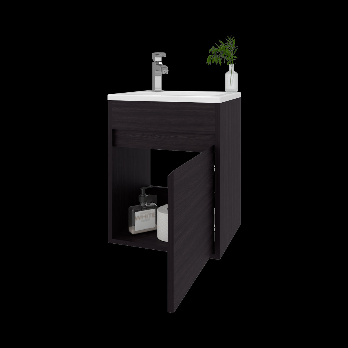 Mueble para Lavamanos Furman Wengue 39.6x49.3cm Individual Flotante con Lavamanos Integrado y sin Cajones - MUEBLES PARA LAVAMANOS | Bylmo