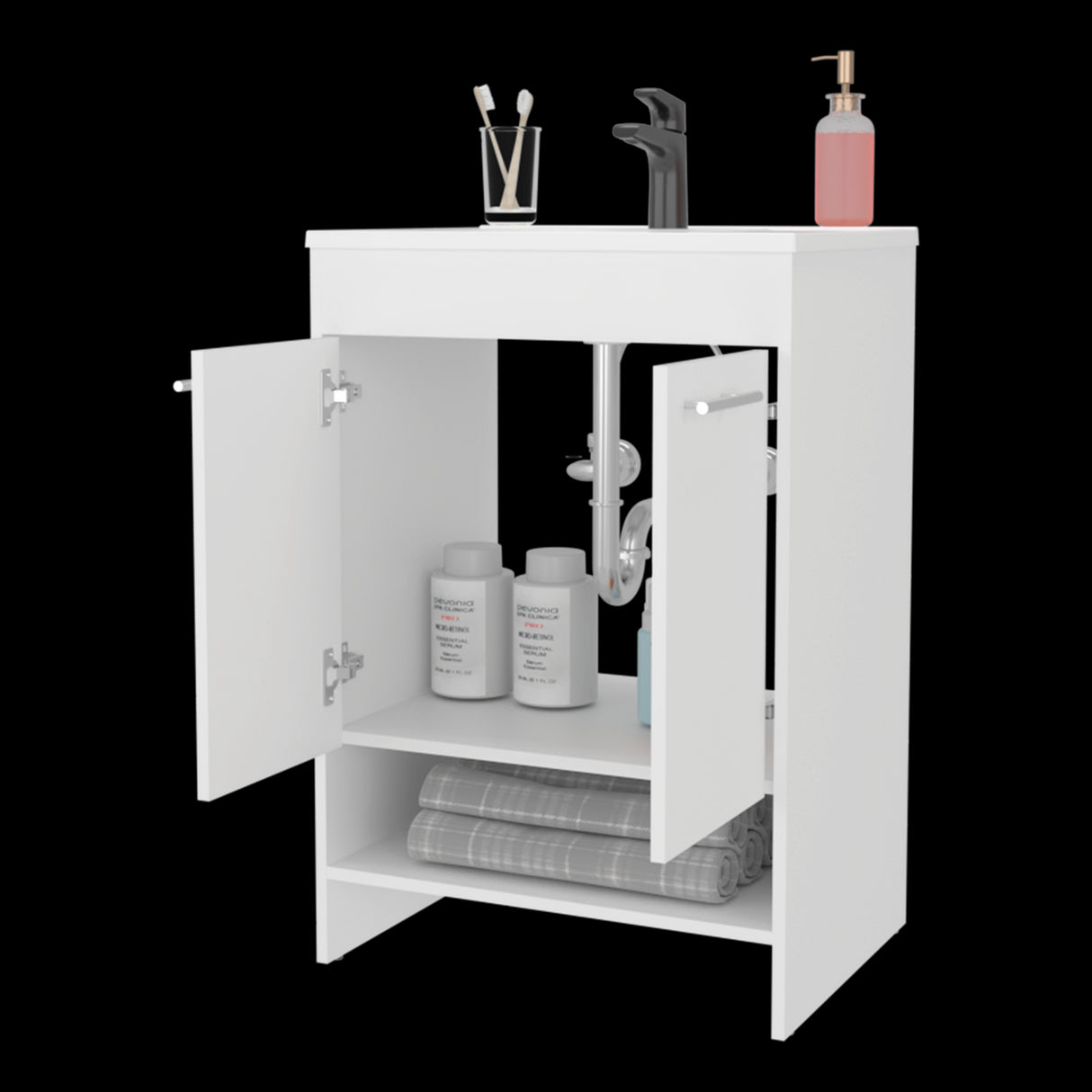 Mueble para Lavamanos Lorenzo Blanco 60x88cm Individual con Lavamanos Integrado y sin Cajones - MUEBLES PARA LAVAMANOS | Bylmo