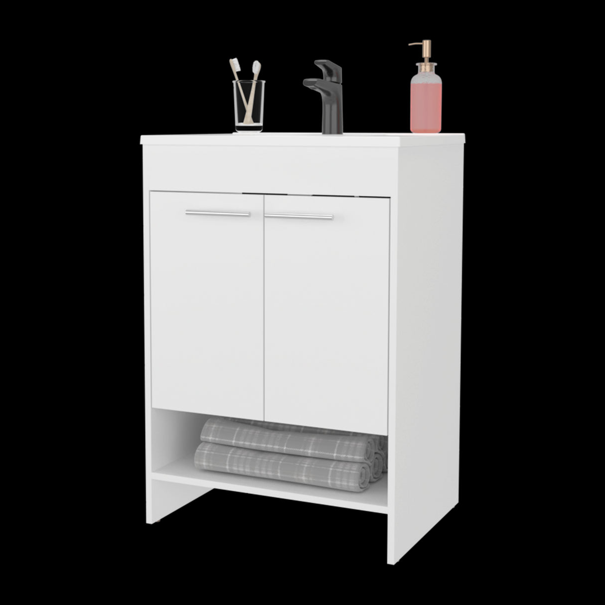 Mueble para Lavamanos Lorenzo Blanco 60x88cm Individual con Lavamanos Integrado y sin Cajones - MUEBLES PARA LAVAMANOS | Bylmo