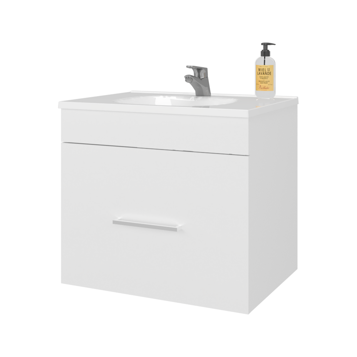 Mueble para Lavamanos Hatta Blanco 59x52cm Individual Flotante con Lavamanos Integrado y con Un Cajón - MUEBLES PARA LAVAMANOS | Bylmo