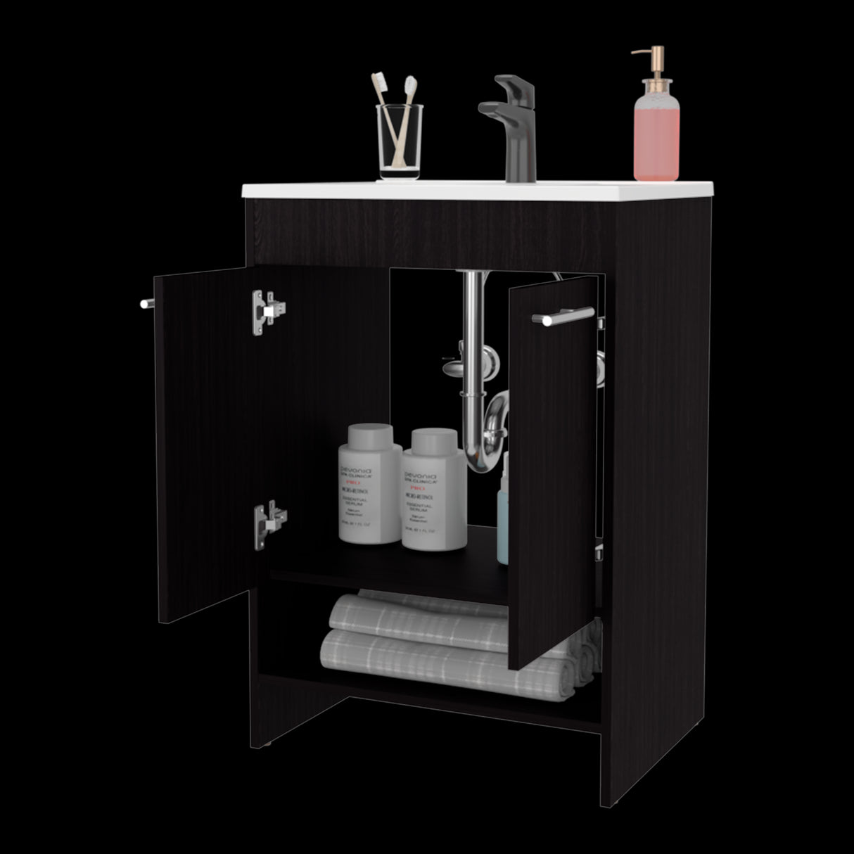 Mueble para Lavamanos Lorenzo Wengue 60x88cm Individual con Lavamanos Integrado y sin Cajones - MUEBLES PARA LAVAMANOS | Bylmo