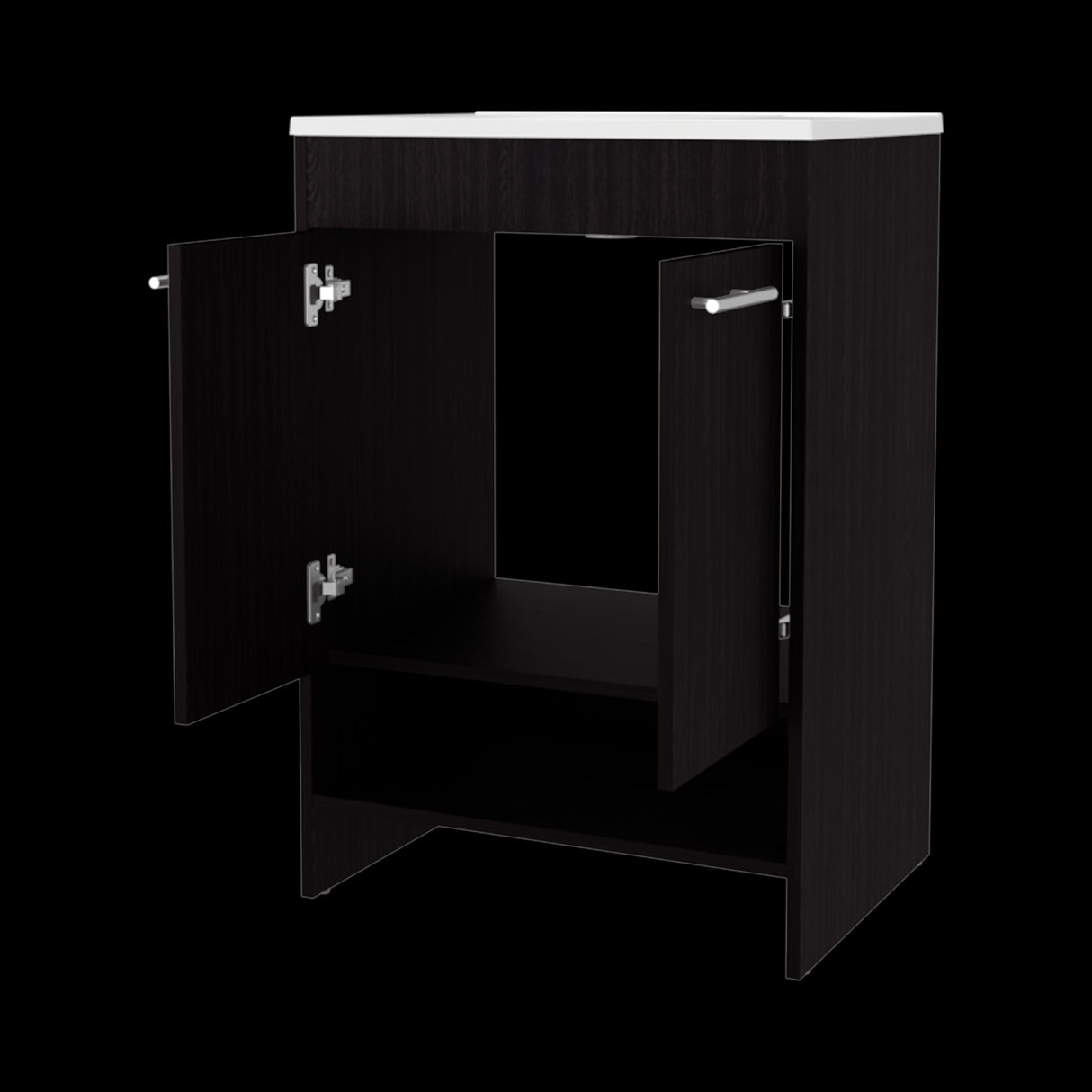 Mueble para Lavamanos Lorenzo Wengue 60x88cm Individual con Lavamanos Integrado y sin Cajones - MUEBLES PARA LAVAMANOS | Bylmo