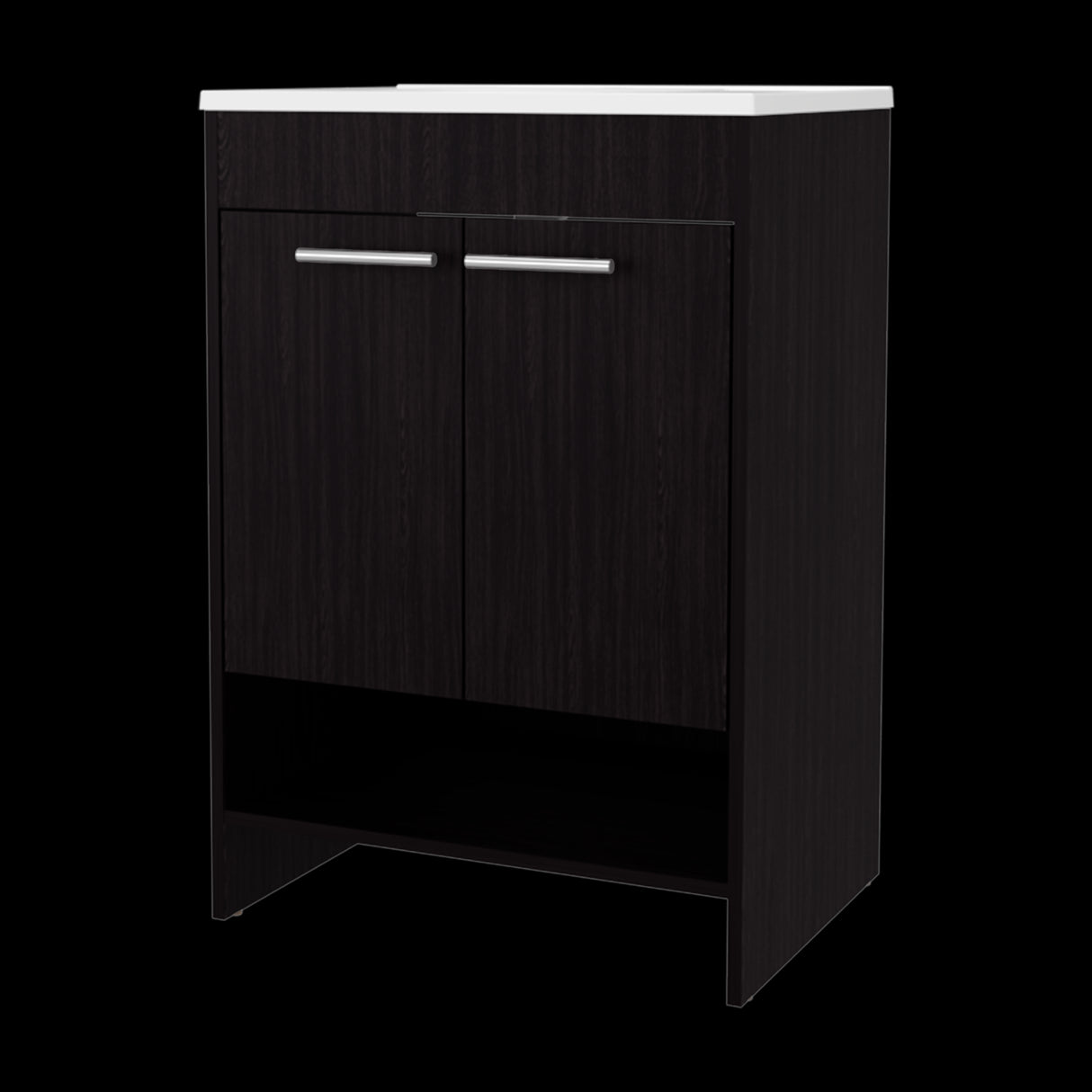 Mueble para Lavamanos Lorenzo Wengue 60x88cm Individual con Lavamanos Integrado y sin Cajones - MUEBLES PARA LAVAMANOS | Bylmo