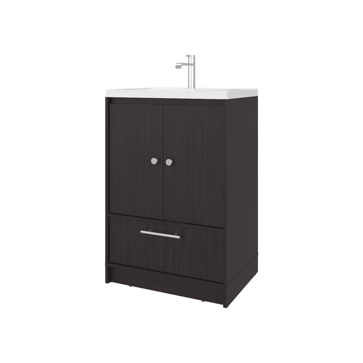 Mueble para Lavamanos Madison Wengue 60x89.7cm Individual con Lavamanos Integrado y con Un Cajón - MUEBLES PARA LAVAMANOS | Bylmo