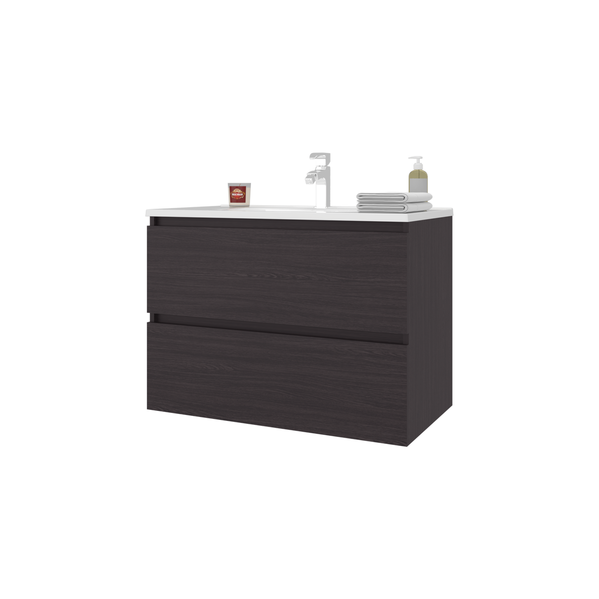 Mueble para Lavamanos Opalo Wengue 80x56.8cm Individual Flotante con Lavamanos Integrado y con Dos - MUEBLES PARA LAVAMANOS | Bylmo