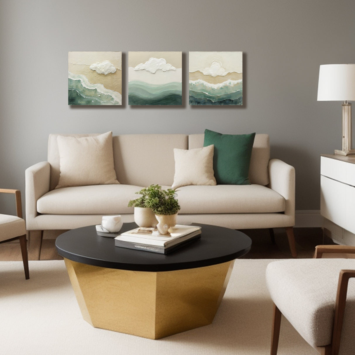 Set 3 Cuadros Decorativos Moderno Océano 35x35cm - CUADROS | Bylmo