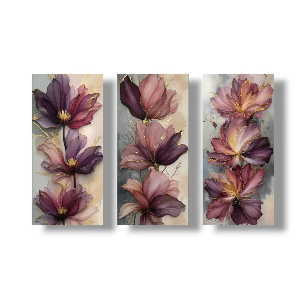 Set 3 Cuadros Decorativos Moderno Floral 35x73cm - CUADROS | Bylmo