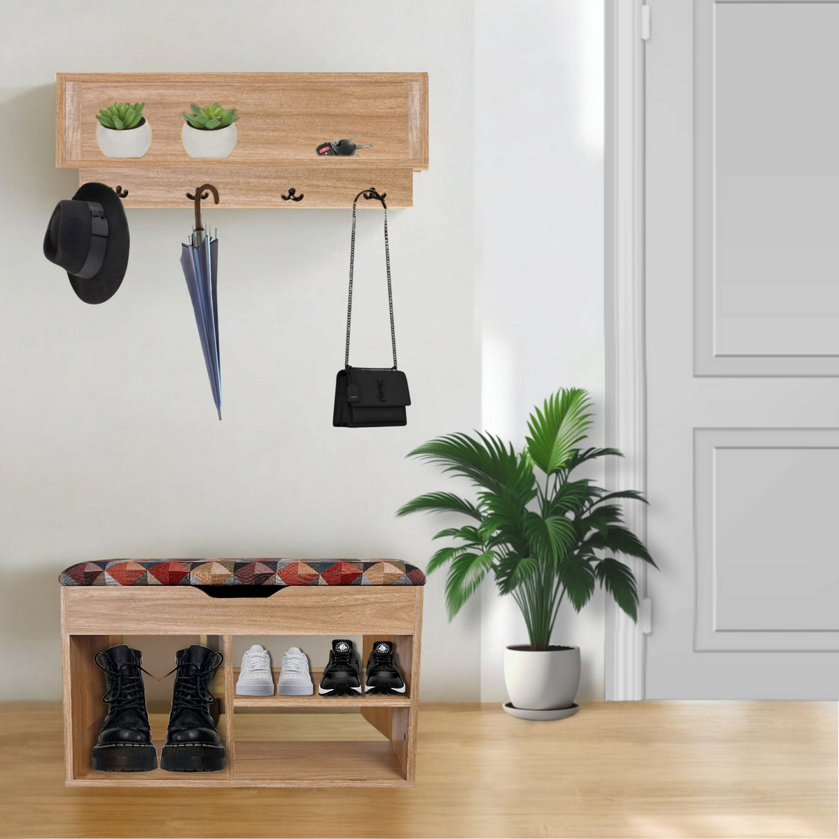 Zapatero Colors 80x46.5cm de Dos Niveles para Seis Pares con Asiento Integrado - ZAPATEROS | Bylmo