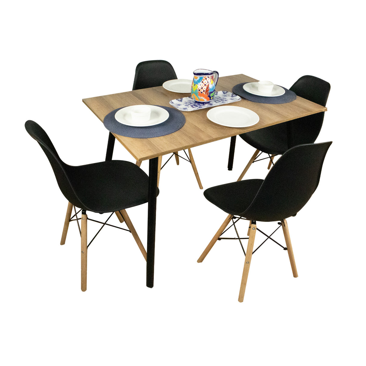 Comedor Rectangular Amaretto 110x75cm de Cuatro Puestos con Cuatro Sillas - COMEDORES | Bylmo